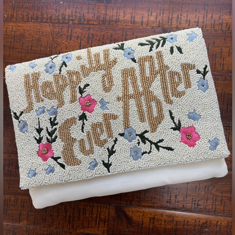 Pretty Robes Happily Ever After Beaded Bag Wedding Bridal Honeymoon Bride Gift